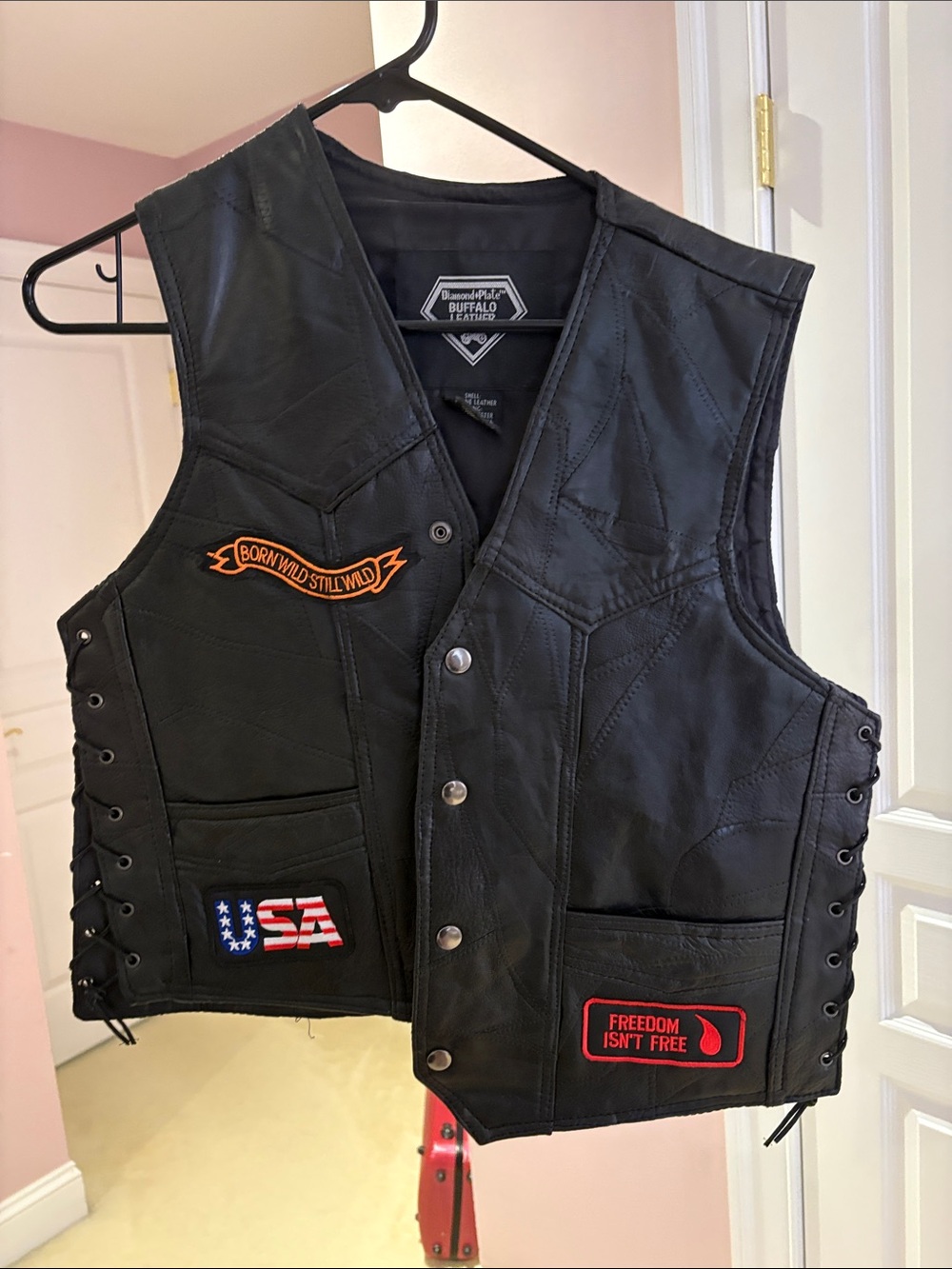 Diamond Supply Co. Black Patch Buffalo Leather Label